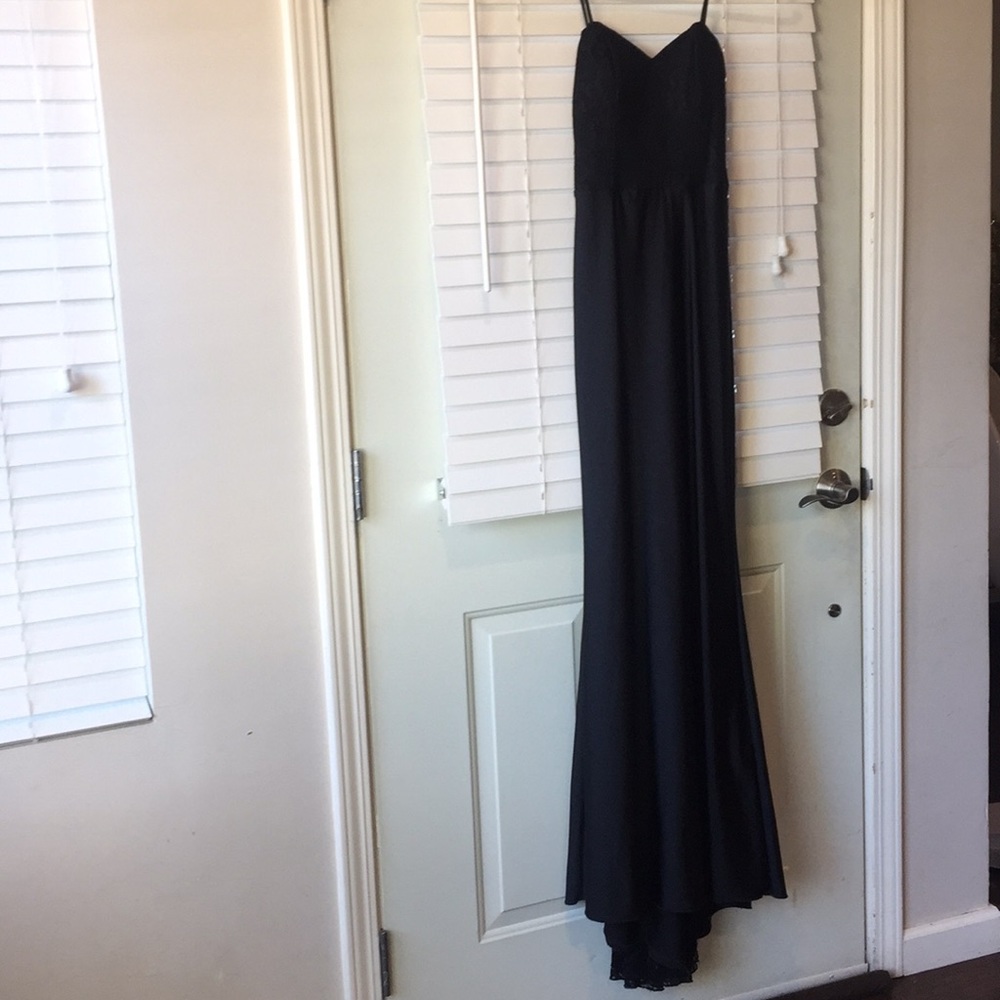 Black lace evening gown